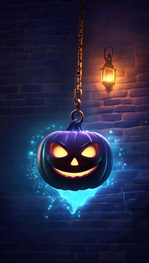 Halloween Night A Glowing Mystical Amulet Embedded In