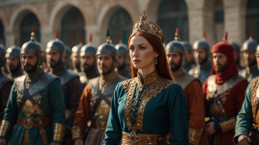 Hrrem Sultan Standing Straight In Front Of Troops Anci