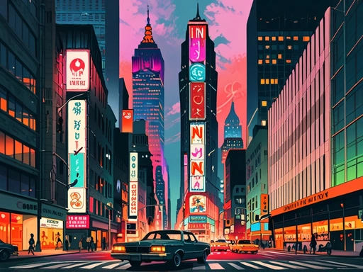 Japanese Retro Style New York City