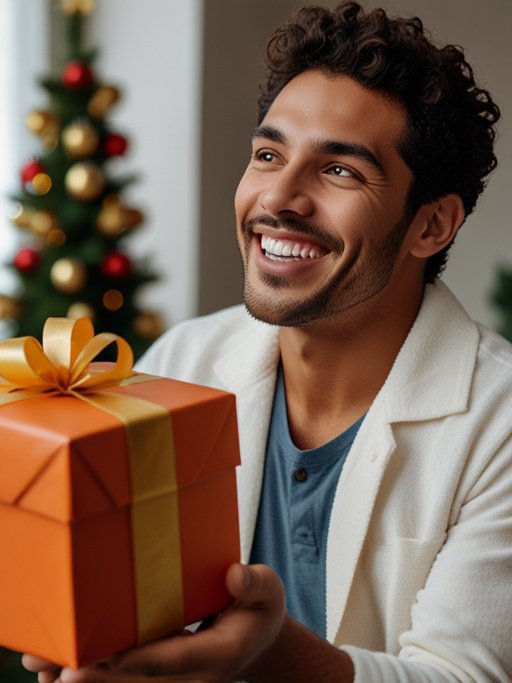 Latin Man Excitedly Receiving A Gift