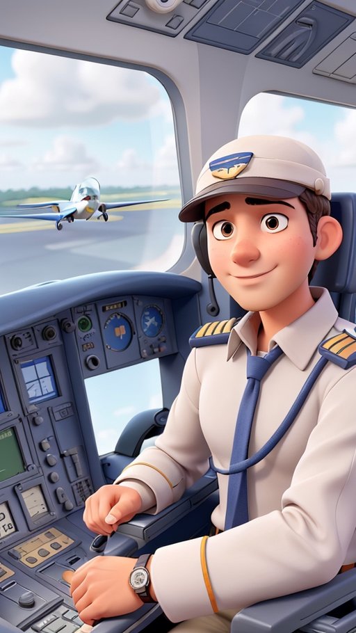 Male Pilot In Aeroplane