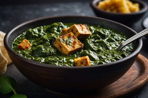 Palak Paneer In A Rich Thick Spinach Gravy