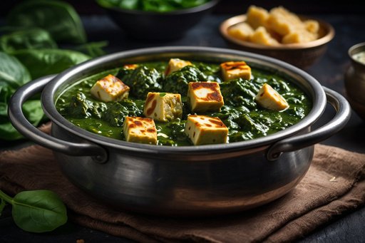 Palak Paneer In A Rich Thick Spinach Gravy