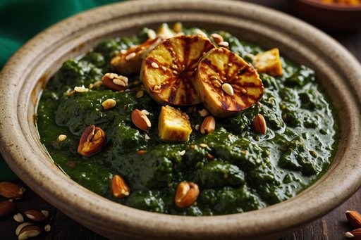 Palak Paneer With A Garnish Of Crushed Nuts