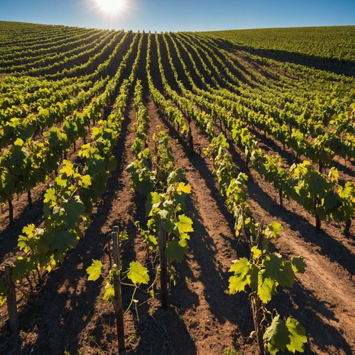 Sundrenched Vineyard A Sundrenched Vineyard With Rows