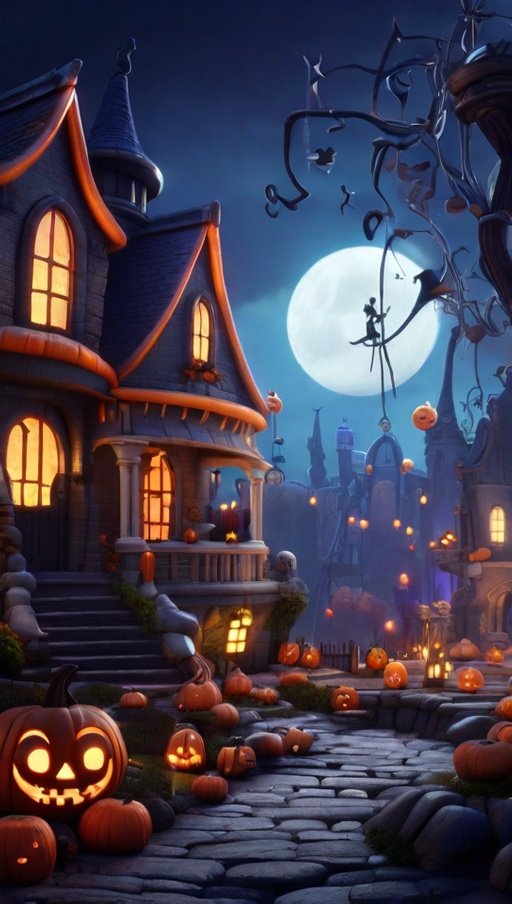 A Halloween Themed Fantasy Worldstyle Pixar 3D Animati