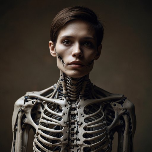 A Human Of Half Body And Half Skeleton