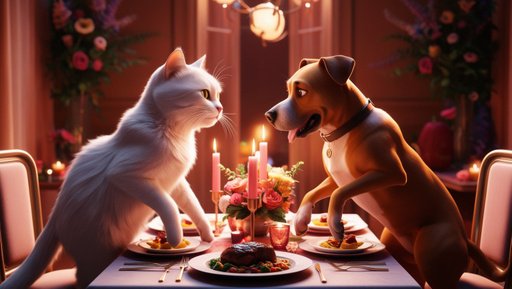 A Lush 3D Render Of Whiskers The Cat And Duke The Dog