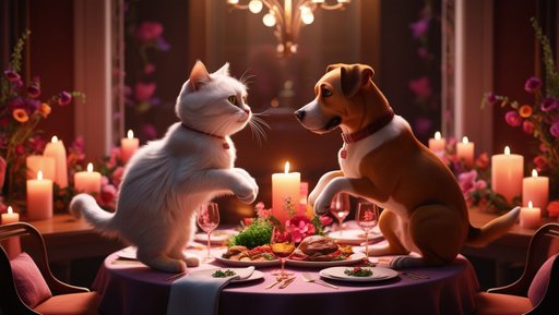 A Lush 3D Render Of Whiskers The Cat And Duke The Dog