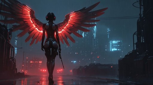 A Tall An Oppresive Cyberpunk Angel Megabuild On A Rai