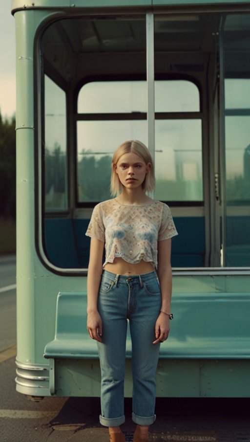 A Woman Wearing A Cropped Top And Jeans Standing In Fr