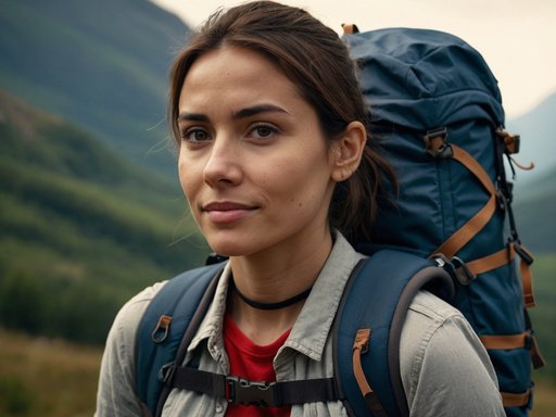 A Woman With A Hiking Backpack Arms Folded With A Slig