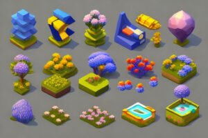 Isometric Soft Bed Cartoon