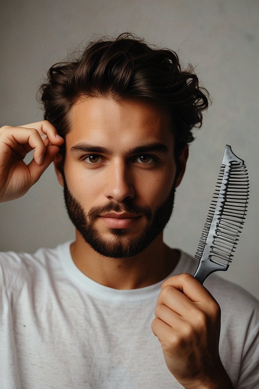 Man Holding Scissors And Combs