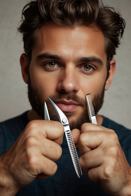 Man Holding Scissors And Combs