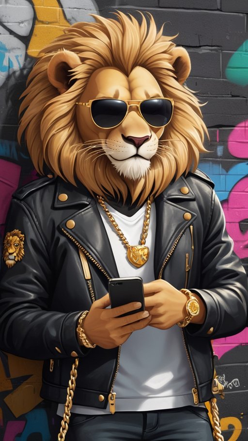 Graphic Design A Trendy Cartoon Lion Character Wearing Sunglas