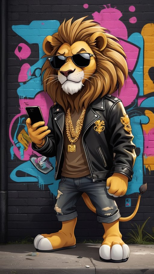 Graphic Design A Trendy Cartoon Lion Character Wearing Sunglas