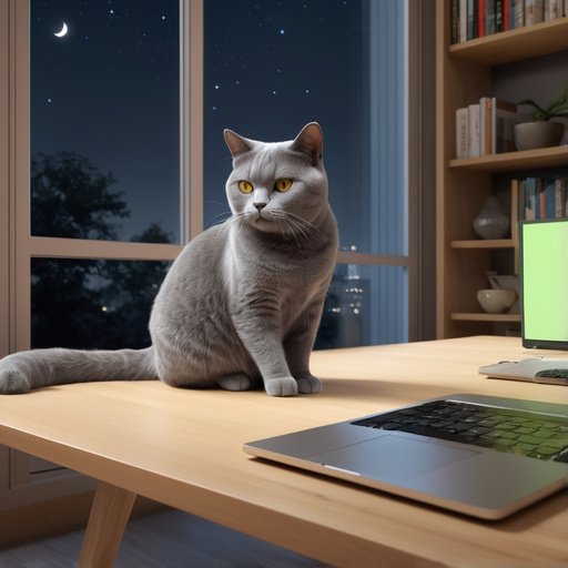 Graphic Design Chartreux Cat At Night Modern Living Room There