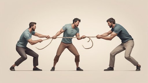 Graphic Tug Of War Minimalistic Photo Realistic Muted C