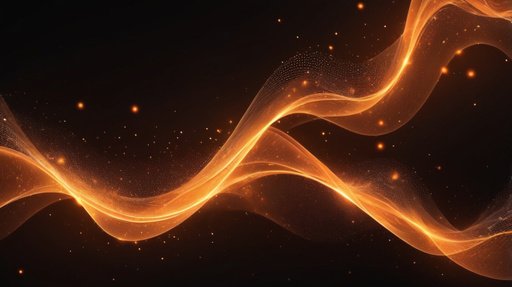 Illustrative Albedo Digital Orange Particles Wave And Light Ab