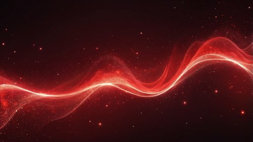 Illustrative Albedo Digital Red Particles Wave And Light Abstr