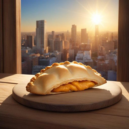 Illustrative Albedo Empanada Sola Sobre Mesa De Madera En Pers