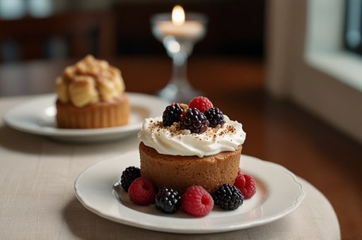 Lightning A Dessert Plate With A Dessert And A Desser