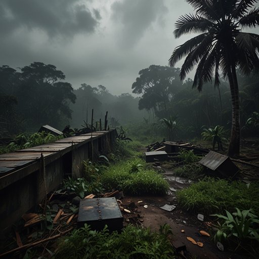 Lightning A Dramatic Somber Scene Depicting A Jungle