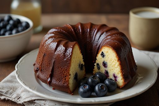 Bundt Cake With Coffee And Blueberries