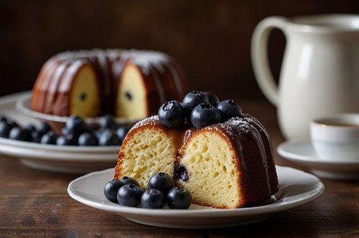 Bundt Cake With Coffee And Blueberries