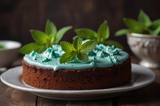 Delicious Cake With Mint Leaves