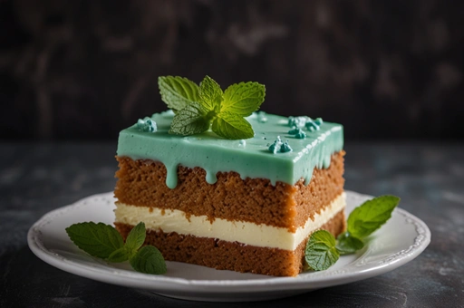 Delicious Cake With Mint Leaves