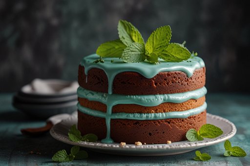 Delicious Cake With Mint Leaves