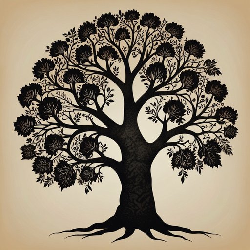 Lightning Hand Drawn Family Tree Silhouette