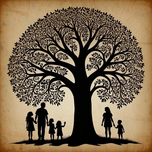 Lightning Hand Drawn Family Tree Silhouette