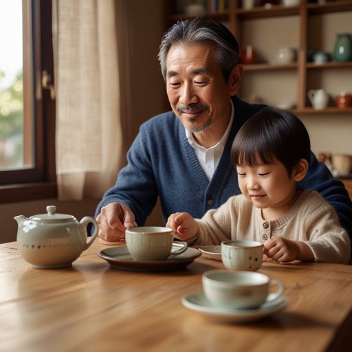 Lightning Loving Japanese Twogenerations Family Enjoy