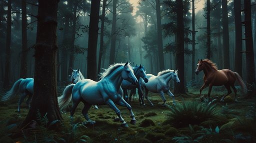 Lightning Magical Forest With Flying Horses