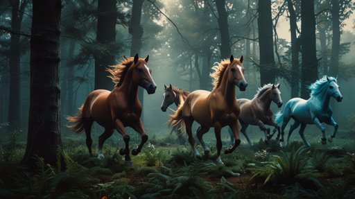 Lightning Magical Forest With Flying Horses