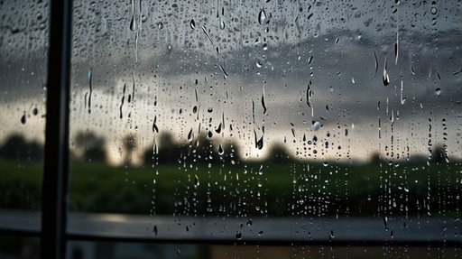 Lightning Rain Pattering On A Window