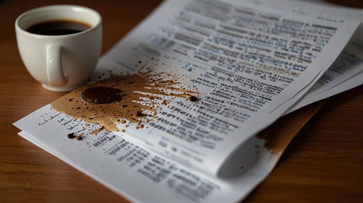 Lightning Spilled Coffee On A Work Document