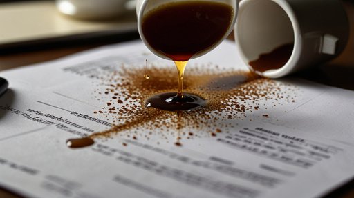 Lightning Spilled Coffee On A Work Document