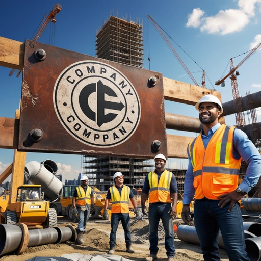 A Bustling Construction Site With A Prominent