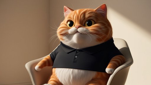 A Chubby Endearing Anthropomorphic Orange Cat