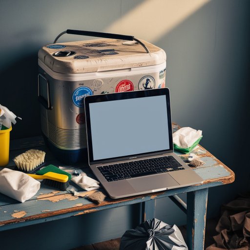 A Cluttered And Worn Retrostyle Cooler Adorne