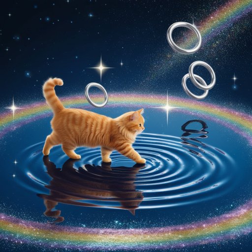 A Cute Orange Persian Cat Walking On Water Le