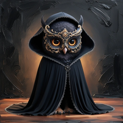 A Fantastical Cute Gothic Dark Owl Creature D