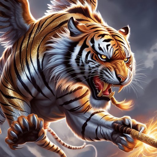 A Ferociously Majestic Flying Tiger Its Muscu