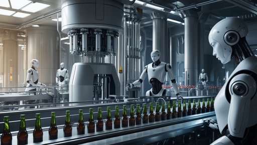 A Futuristic Beverage Bottling Facility In A