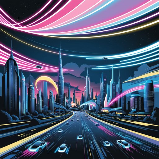 A Futuristic Cityscape At Nighttime Illuminat