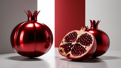 A Lustrous Crimsonhued Metal Pomegranate Its